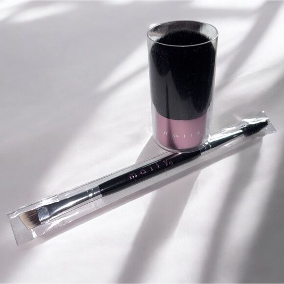 Mally Beauty Dual-Ended Eyeliner and Brow Brush & Mini Kabuki Brush Set - Picture 1 of 7